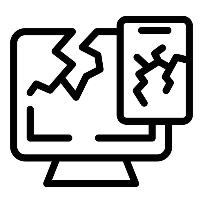 Broken electronics - cracked monitor and phone screen